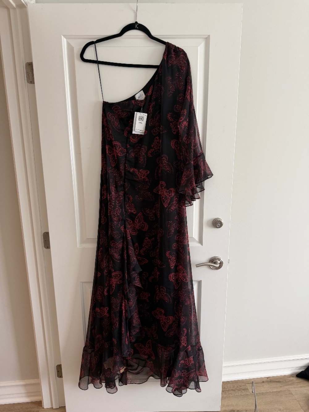 NWT Misa Gaia Butterfly One Shoulder Maxi Dress Size S